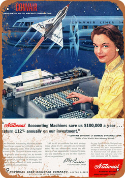 1955 Convair and National Accounting Machines - Metal Sign