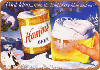 1956 Hamm's Beer and Winter - Metal Sign