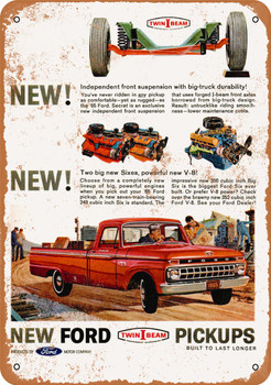 1965 Ford Pickup Trucks - Metal Sign 3