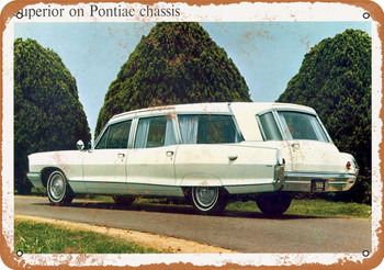 1966 Pontiac Superior Hearse - Metal Sign