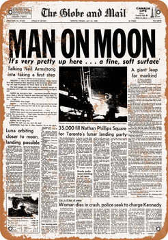 1969 Man on the Moon Headline - Metal Sign