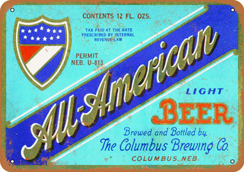 All-American Beer - Metal Sign
