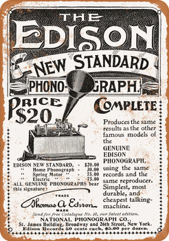 1898 Edison Phonograph - Metal Sign