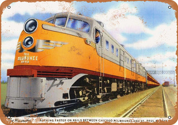 1948 Milwaukee Road Hiawatha Train - Metal Sign