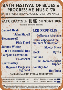 1970 Bath Festival Zeppelin Floyd - Metal Sign