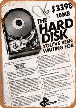 1976 10 MB Hard Disk for Only $3,400 - Metal Sign