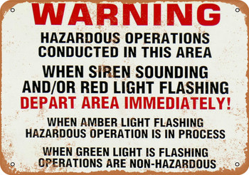 Warning Hazardous Operations in This Area - Metal Sign