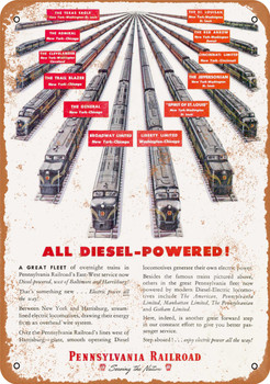 Pennsylvania Railroad All Diesel-Powered - Metal Sign