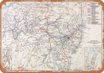 1899 Pennsylvania Railroad Map - Metal Sign