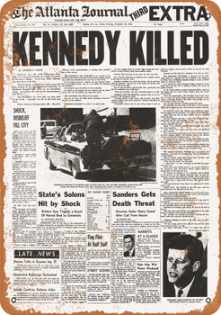 1963 Kennedy Killed Headline - Metal Sign