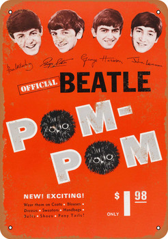 1964 Official Beatles Pom Poms - Metal Sign