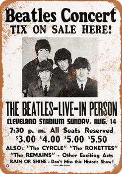 1966 Beatles at Cleveland Stadium - Metal Sign