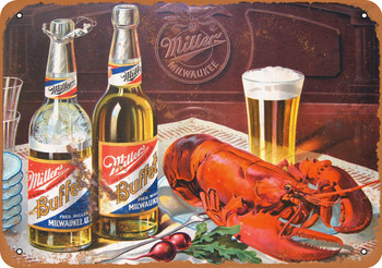 Miller Buffet Beer and Lobster - Metal Sign