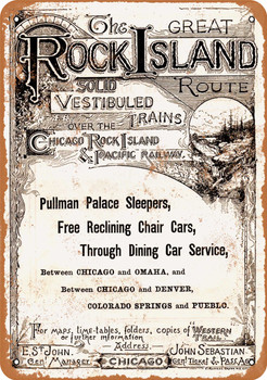 1890 Chicago Rock Island & Pacific Railway - Metal Sign