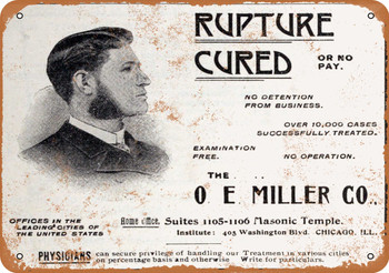 1911 Ruptures Cured Metal Sign