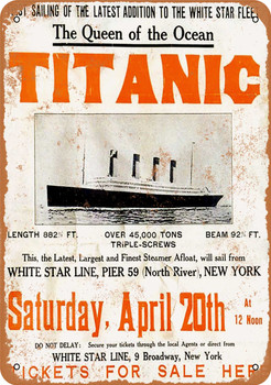 1912 Titanic Maiden Voyage - Metal Sign