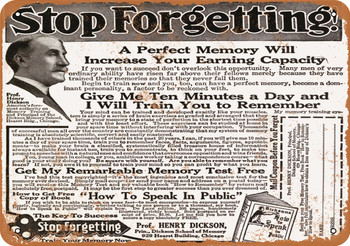 1915 Memory Training Course - Metal Sign