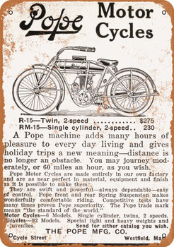 1915 Pope Motorcycles - Metal Sign