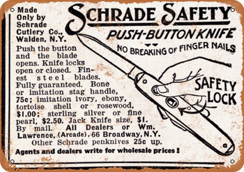 1915 Schrade Switchblades - Metal Sign