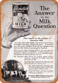 1916 Carnation Evaporated Milk - Metal Sign