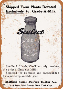 1916 Sealect Grade A Milk - Metal Sign