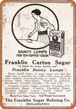 1916 Franklin Carton Sugar - Metal Sign