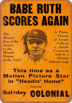 1920 Babe Ruth in Headin' Home Movie - Metal Sign