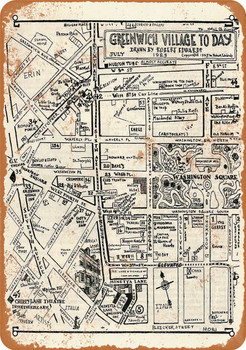 1925 Greenwich Village Map - Metal Sign