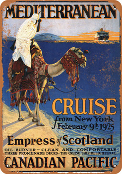 1925 Canadian Pacific Mediterranean Cruises - Metal Sign