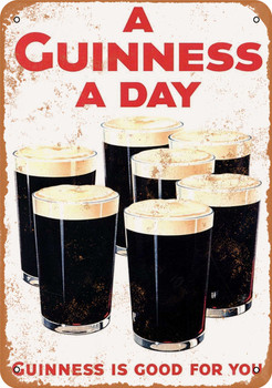 1929 Guinness Stout A Guinness a Day - Metal Sign