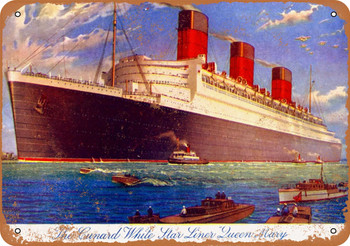 1930 The Cunard White Star Liner Queen Mary - Metal Sign
