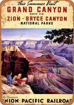 1932 Union Pacific Railroad to the Grand Canyon Zion Bryce - Metal Sign