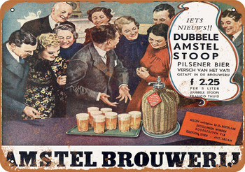 1937 Amstel Pilsener Beer Dutch - Metal Sign