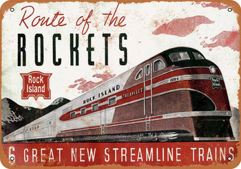 1937 Rock Island Line Route of the Rockets - Metal Sign