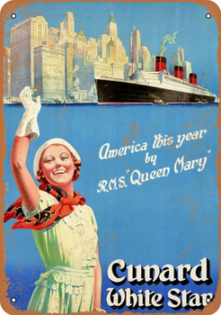 1939 Cunard White Star R.M.S. Queen Mary - Metal Sign