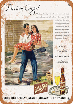 1945 Schlitz Beer River Picnic - Metal Sign