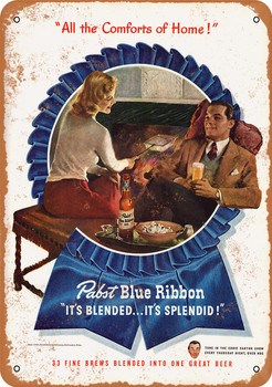 1947 Pabst Beer and Popcorn - Metal Sign