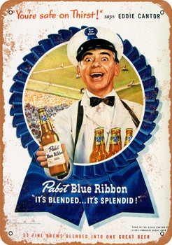 1947 Pabst Beer Eddie Cantor Baseball Beer Vendor - Metal Sign