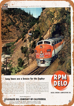 1949 Western Pacific RPM Delo Diesel Lubrication - Metal Sign