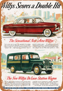 1952 Aero Willys and Willys Deluxe Station Wagon - Metal Sign