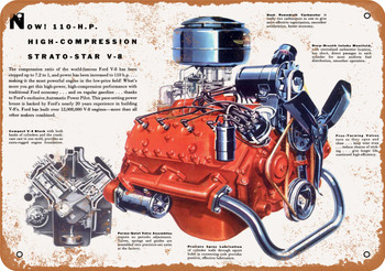 1952 Ford Strato-Star V-8 Engine - Metal Sign