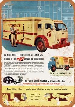 1953 White 3000 Delivery Trucks - Metal Sign