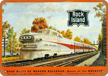1956 Rock Island Railroad Aerotrain - Metal Sign
