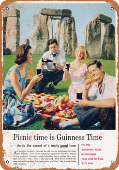 1957 Guinness Picnic at Stonehenge - Metal Sign