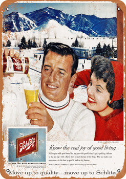 1959 Schlitz Beer and Sun Valley Ice Skating - Metal Sign