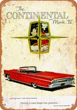 1959 Lincoln Continental Mark IV Convertible - Metal Sign