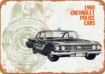 1960 Chevrolet Police Cars - Metal Sign