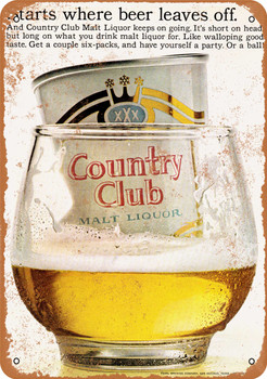 1966 Country Club Malt Liquor - Metal Sign