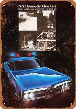 1972 Plymouth Police Cars - Metal Sign