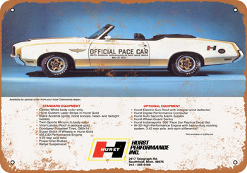 1972 Hurst Olds Pace Car - Metal Sign